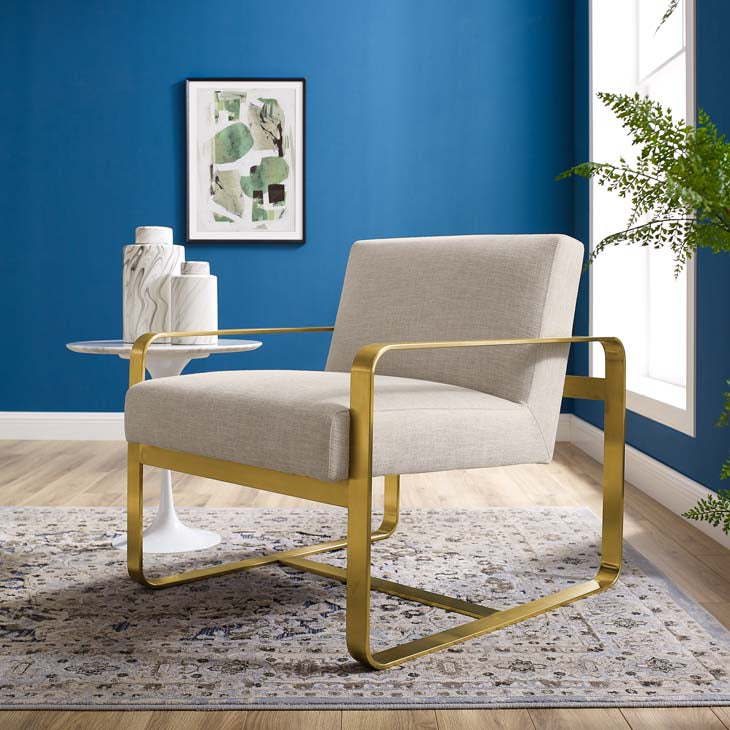 Asher Beige Upholstered Fabric Armchair - living-essentials